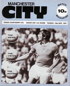 Manchester City v Scunthorpe United League Cup 2nd Round 1974/75
